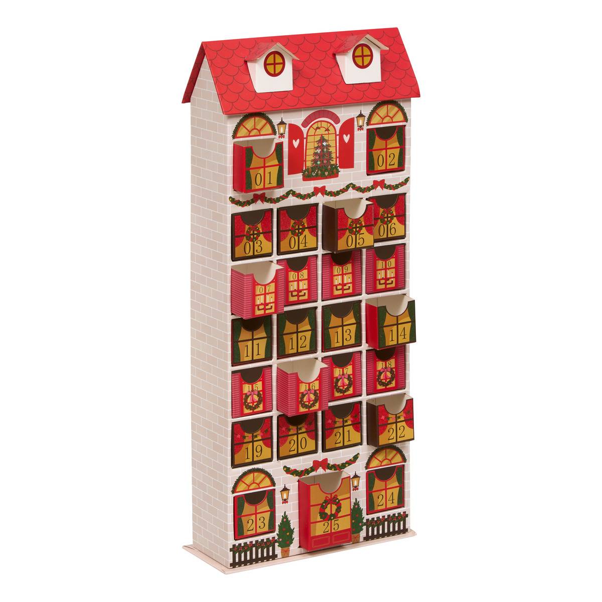 Calendrier de l'Avent maison H. 41 cm multicolore, ATMOSPHERA