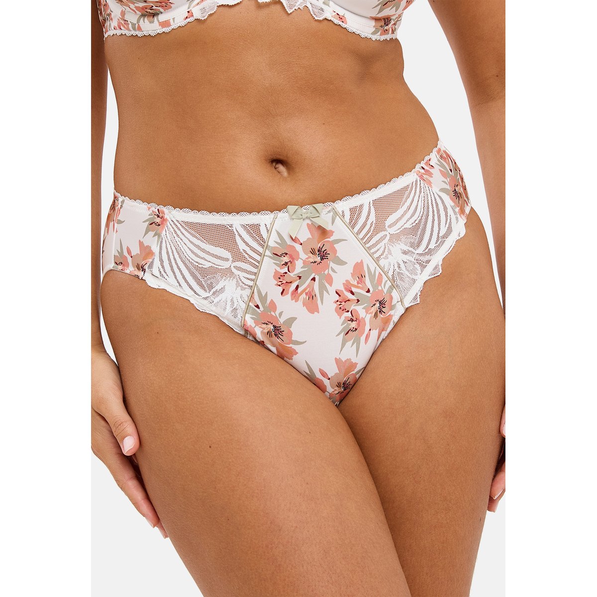 Slip ORIANE bouquets blanc / vert, SANS COMPLEXE