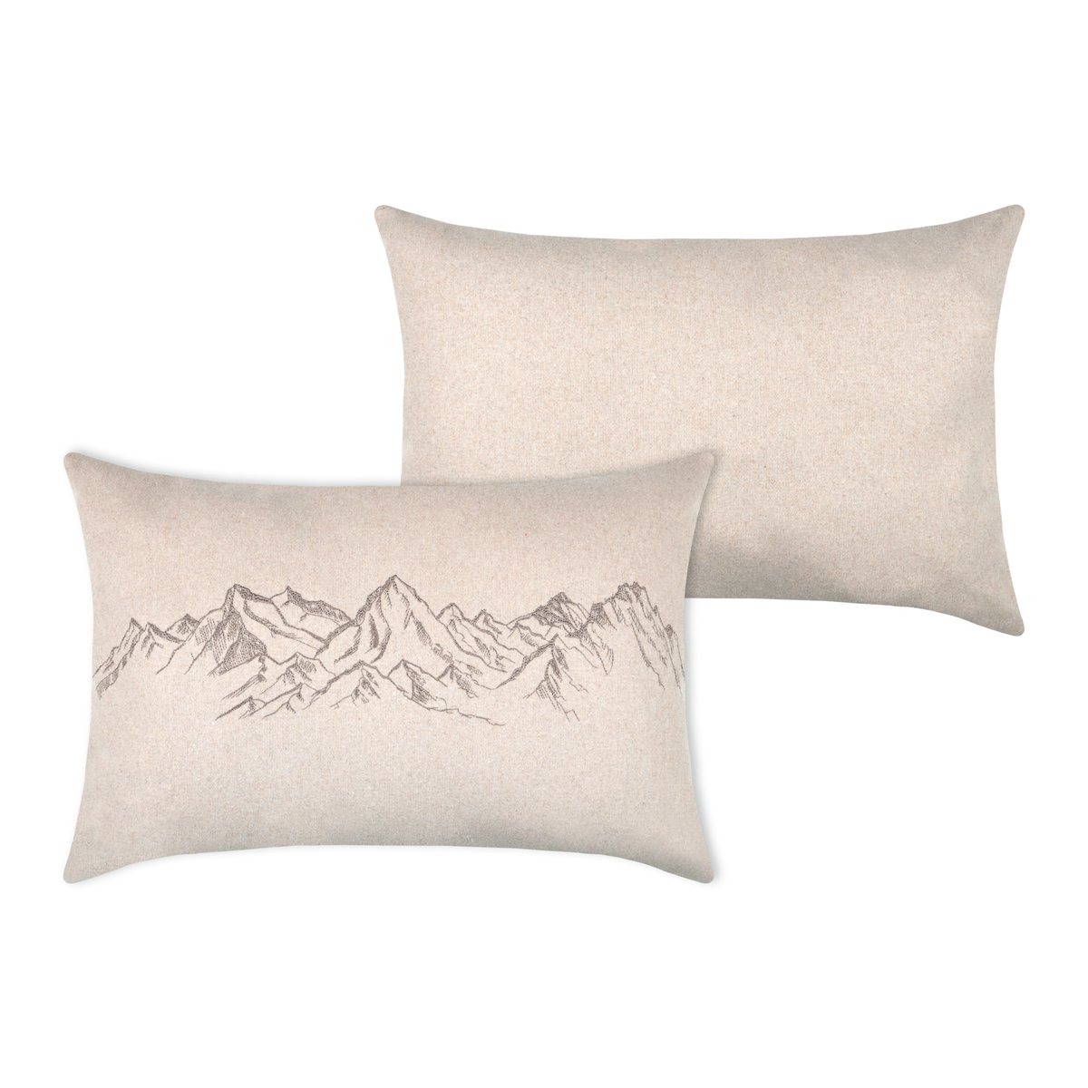 Coussin décoratif à motif montagnes brodé naturel, LOVELY CASA