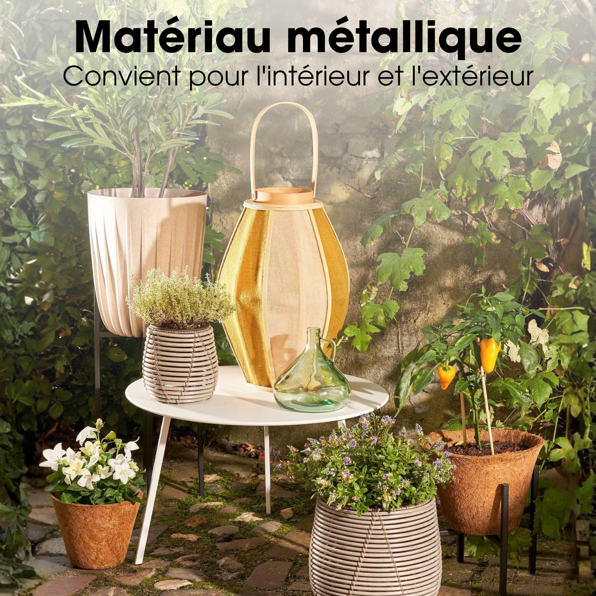 Table d'appoint de jardin Ø58 cm SEATLE blanc, MICA DECORATIONS