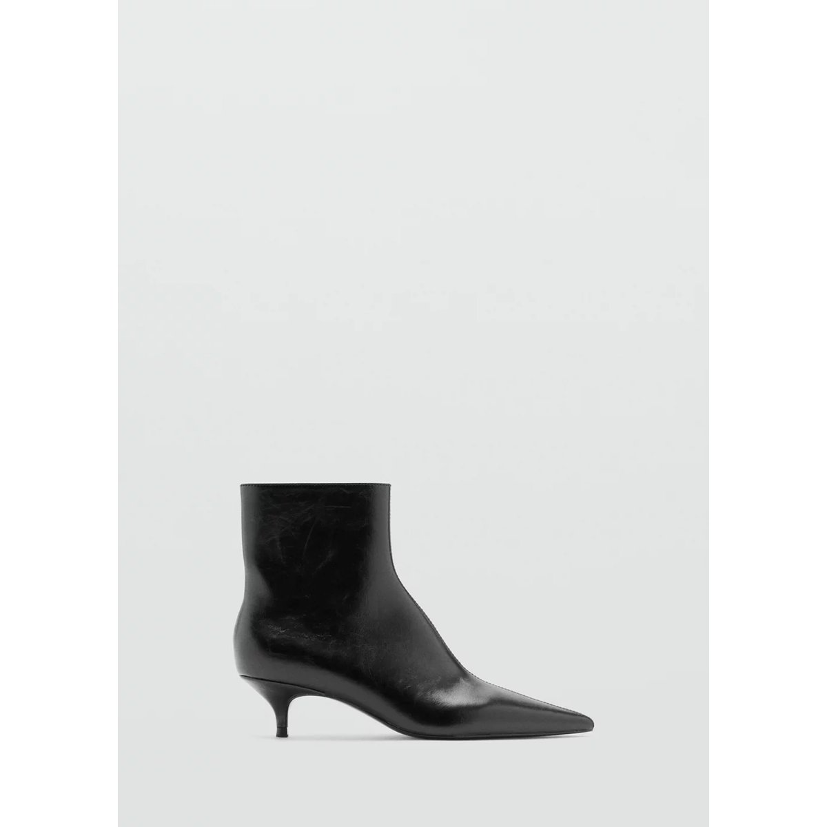 Bottines kitten heel pointues noir, MANGO
