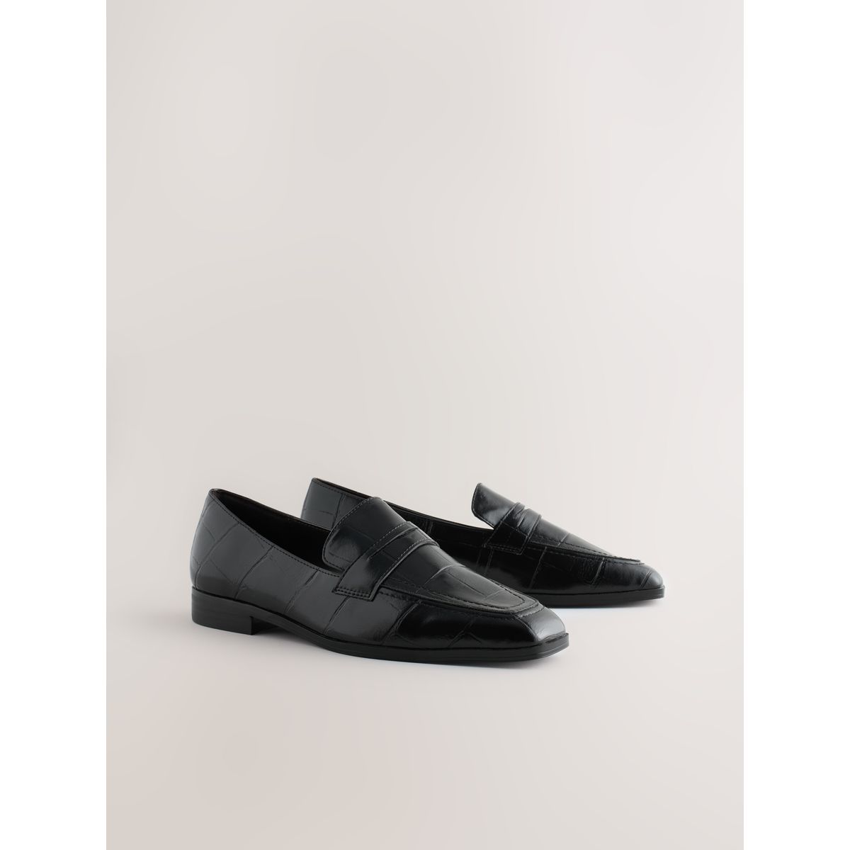 Mocassins forever comfort® à bout carré noir effet croco, NEXT