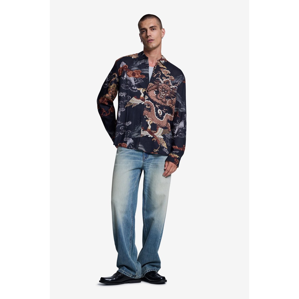 Chemise imprimée à manches longues marron, DESIGUAL