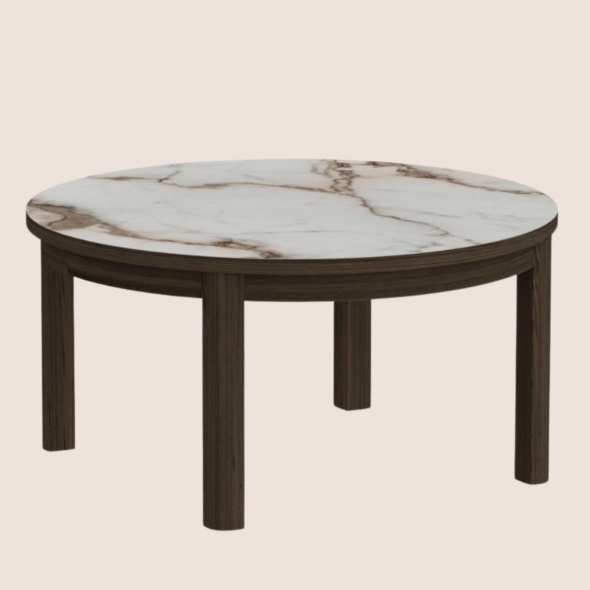Table basse ronde en céramique et chêne fumé D90 - SIMONE beige, HELLIN, DEPUIS 1862