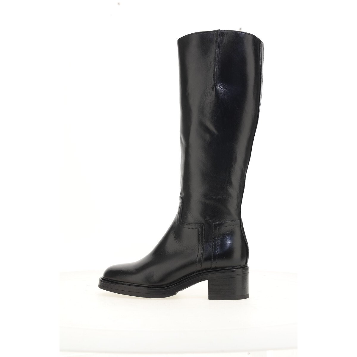Classic knee-high boots in leather black, MJUS