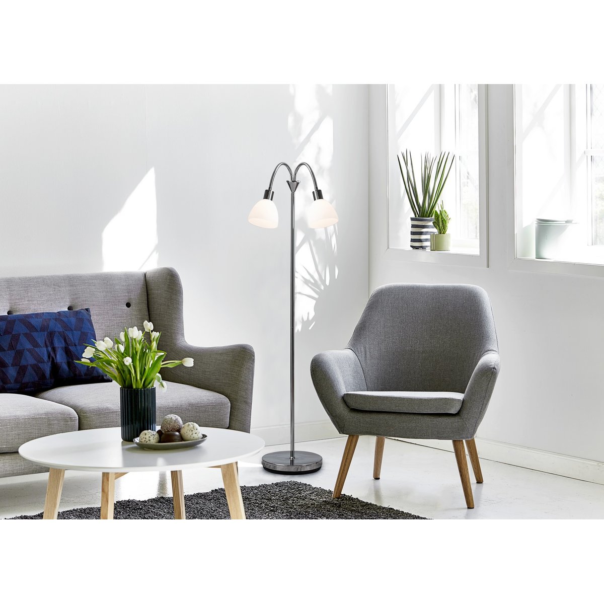 Lampadaire Lumineux et Elégant en Métal, RAY Double chromé, NORDLUX
