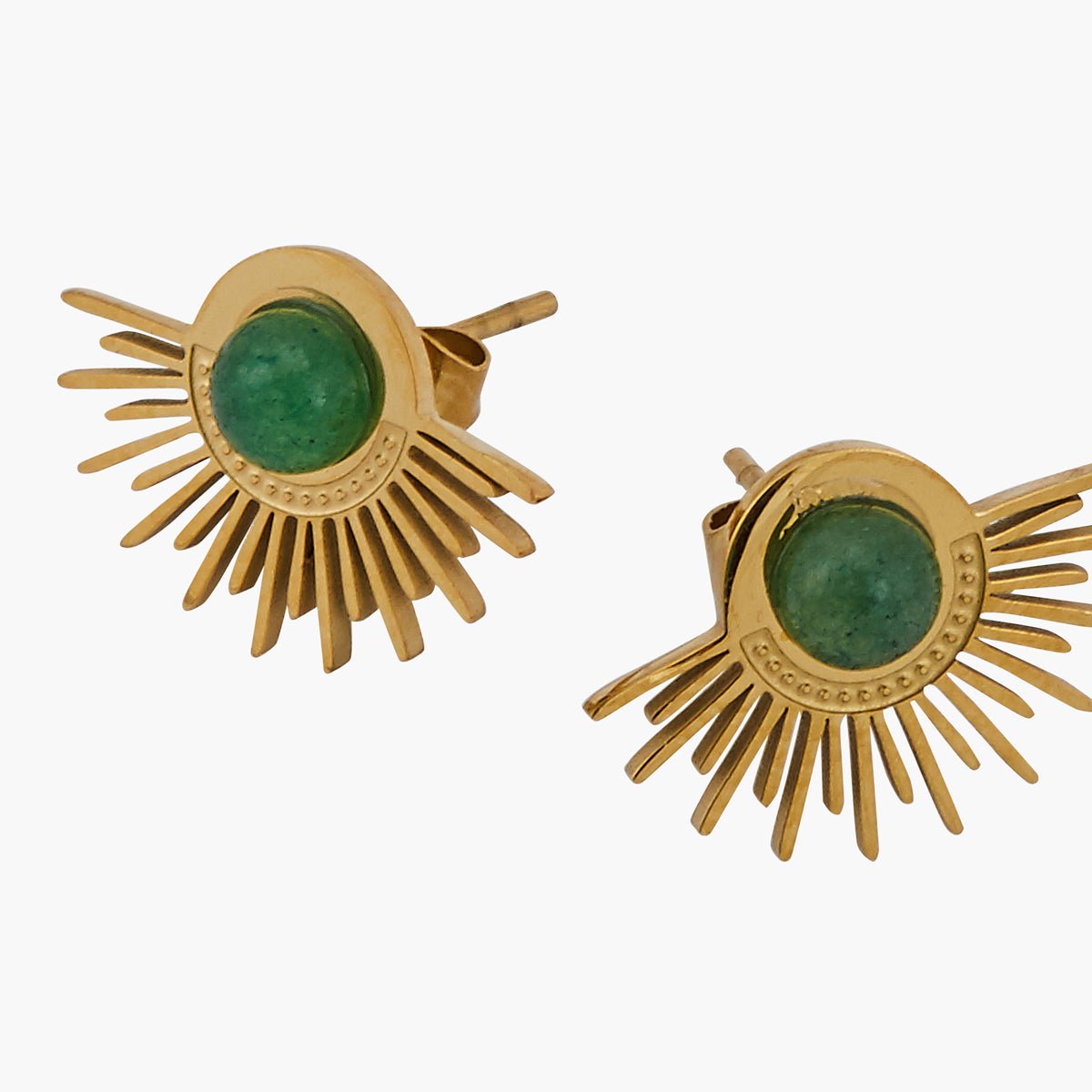Boucles d'oreilles pierre d'aventurine et acier inoxydable doré, BALABOOSTE