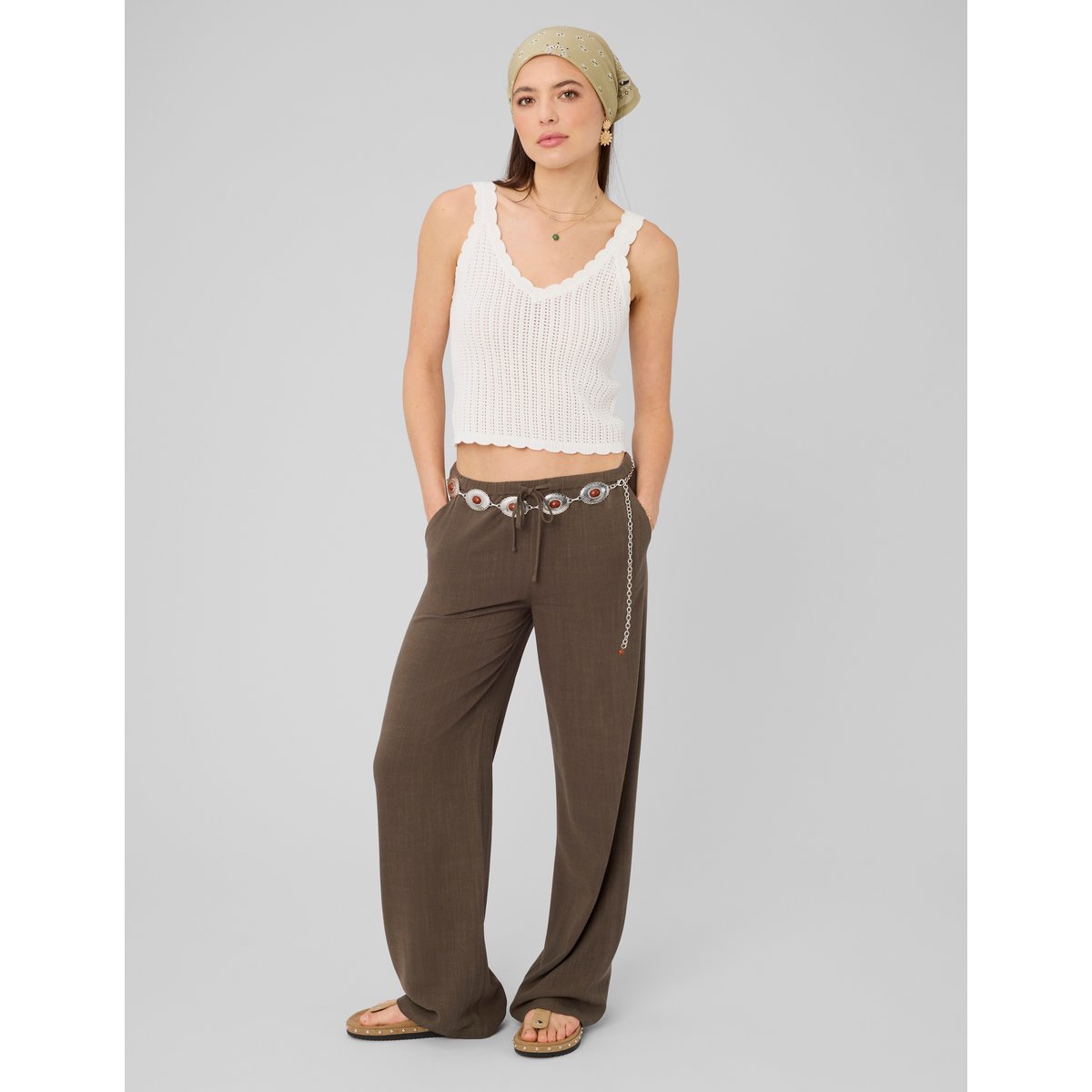 Débardeur en crochet blanc écru, BZB