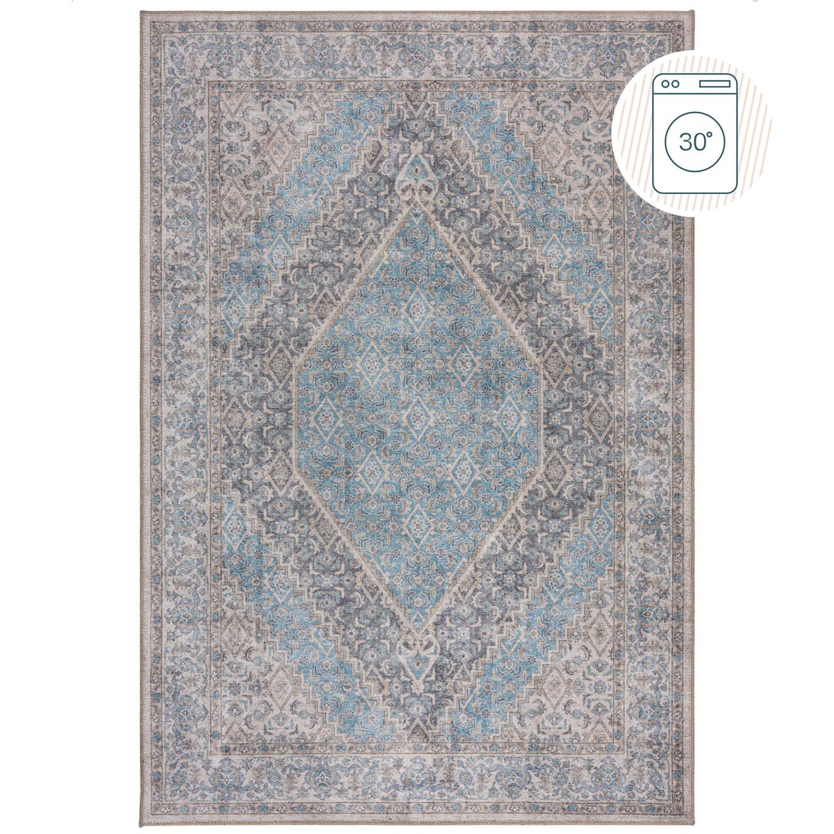 Tapis lavable CORIN bleu, FLAIR RUGS