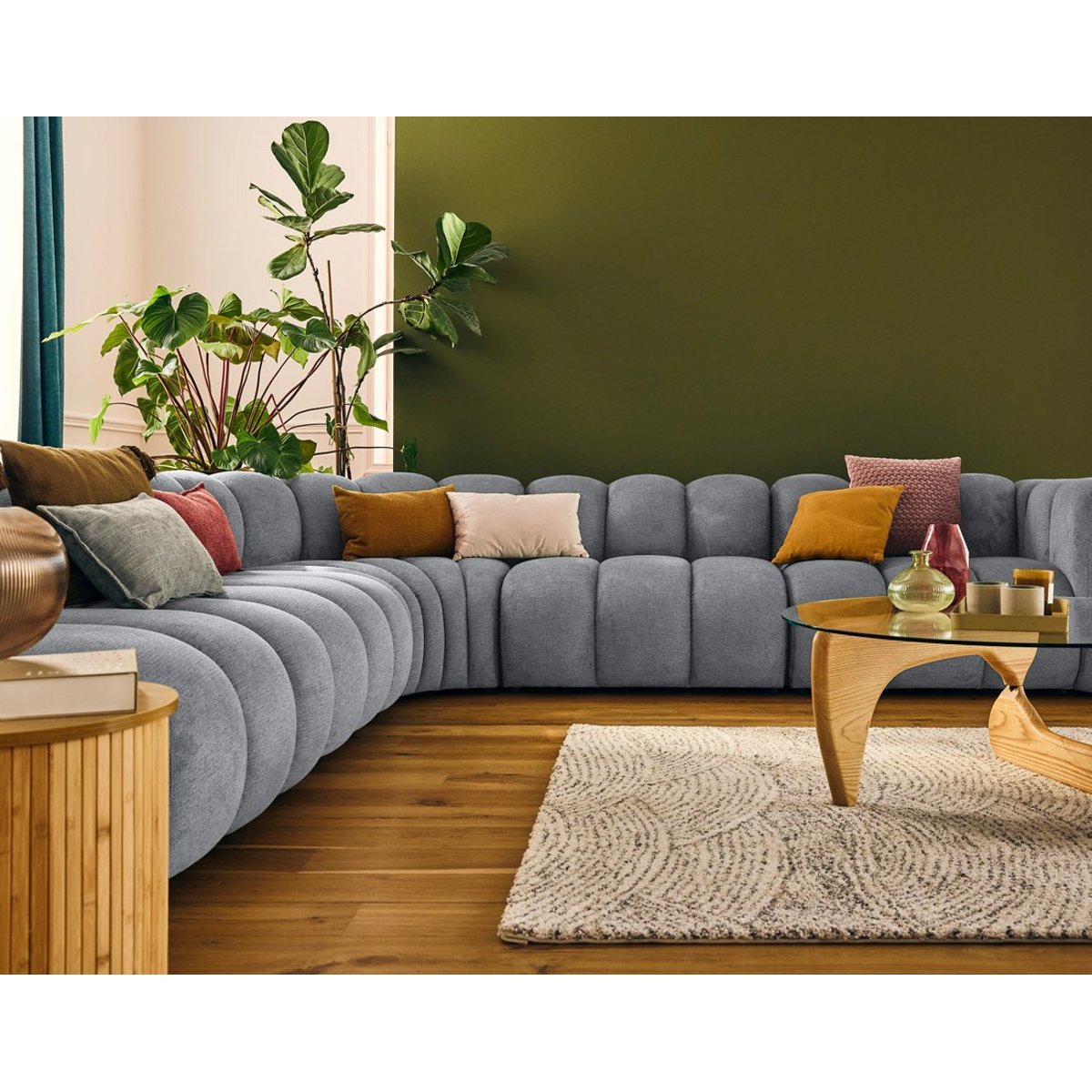 Canapé d'Angle gauche 5 places - DEBBIE gris, BEST MOBILIER