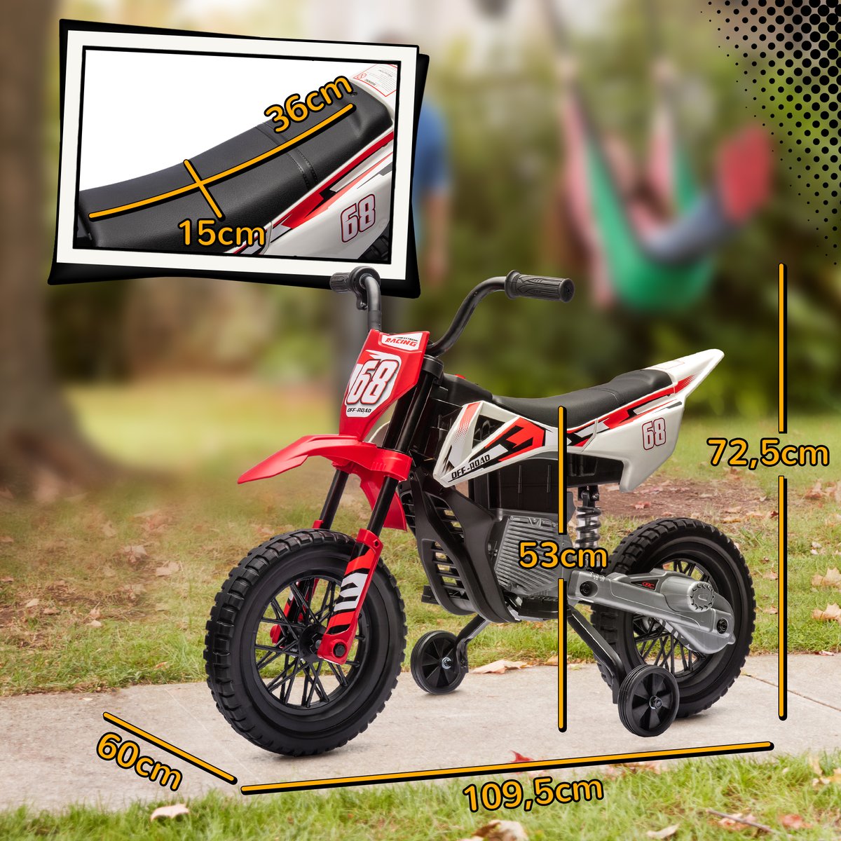 Moto électrique à conducteur assis PP Rouge rouge, AIYAPLAY