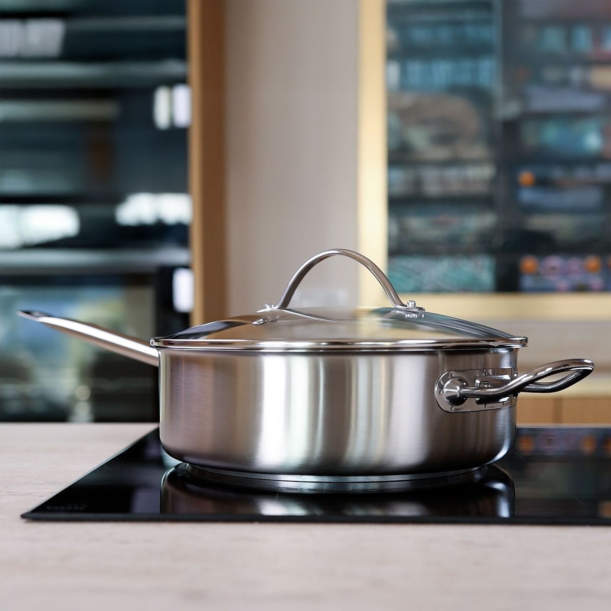 Sauteuse 28 cm en acier inoxydable, PROFESSIONNEL inox, MENASTYL