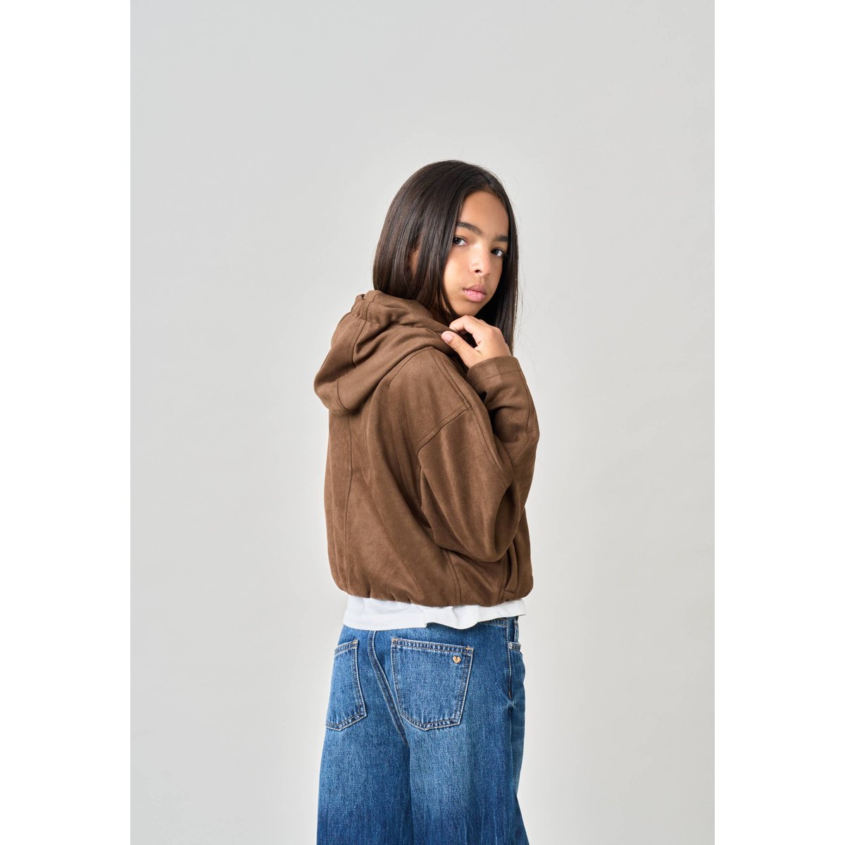 Blouson court bombers fille NAMACI marron clair, DEELUXE