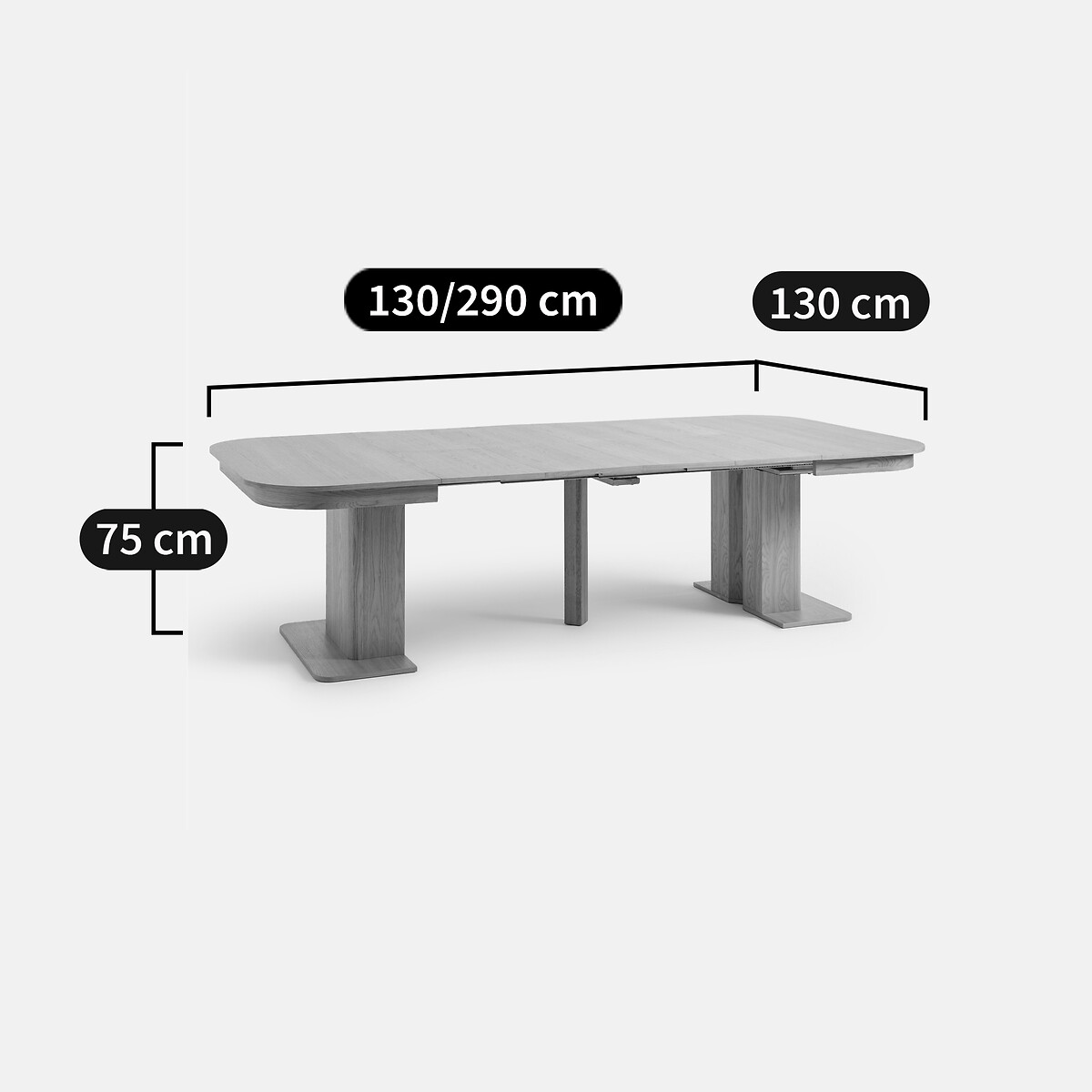 Mesa de jantar extensível, folheado de carvalho, 4 a 12 lugares, TOMAS cor carvalho, LA REDOUTE INTERIEURS