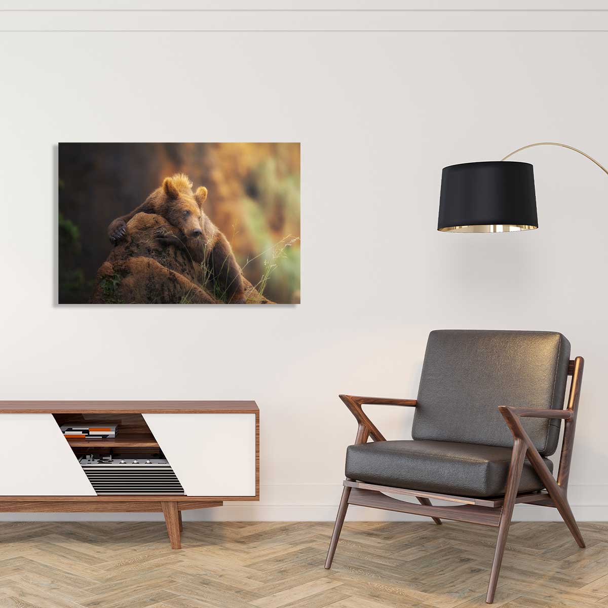 Tableau portrait d'ours tableau alu dibond, HEXOA