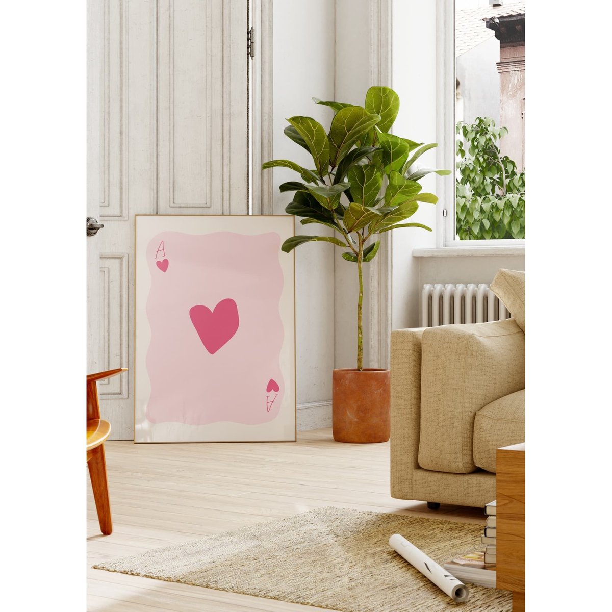 Affiche As de coeur 2 blanc, L'AFFICHERIE