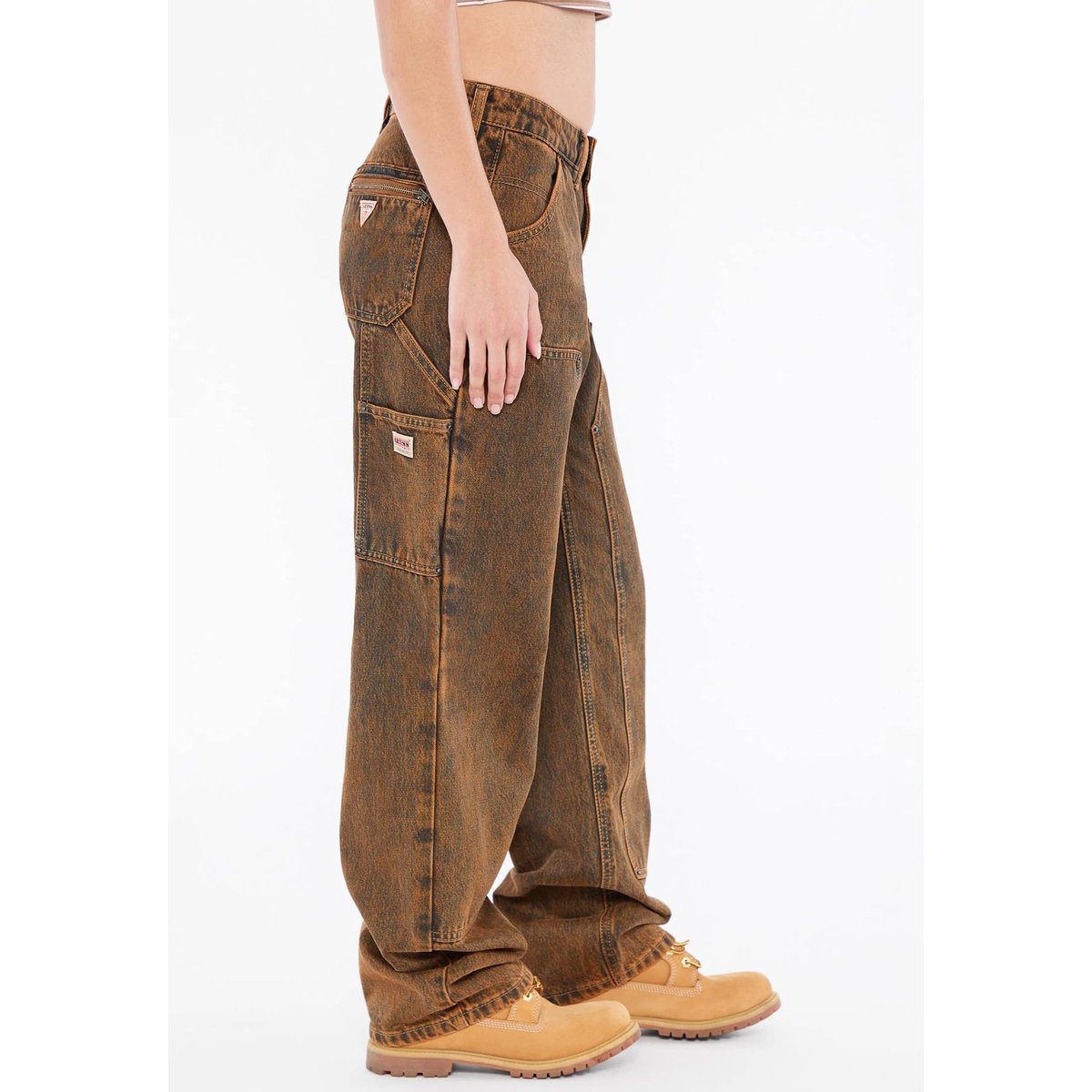 Jean Carpenter Zippé marron, GUESS
