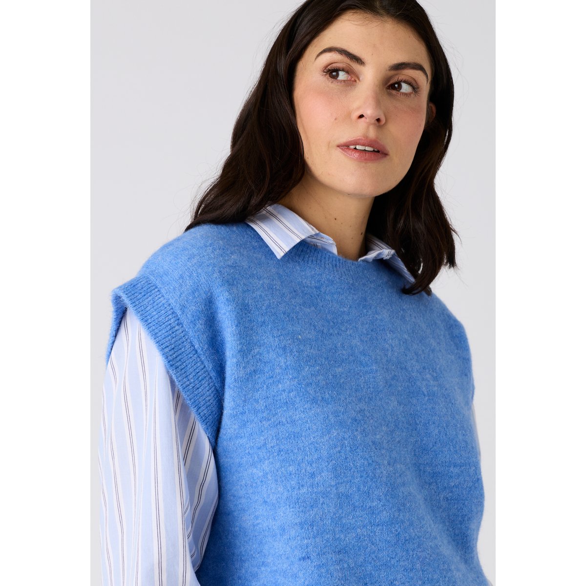 Pull sans manches toucher doux bleu, DAMART