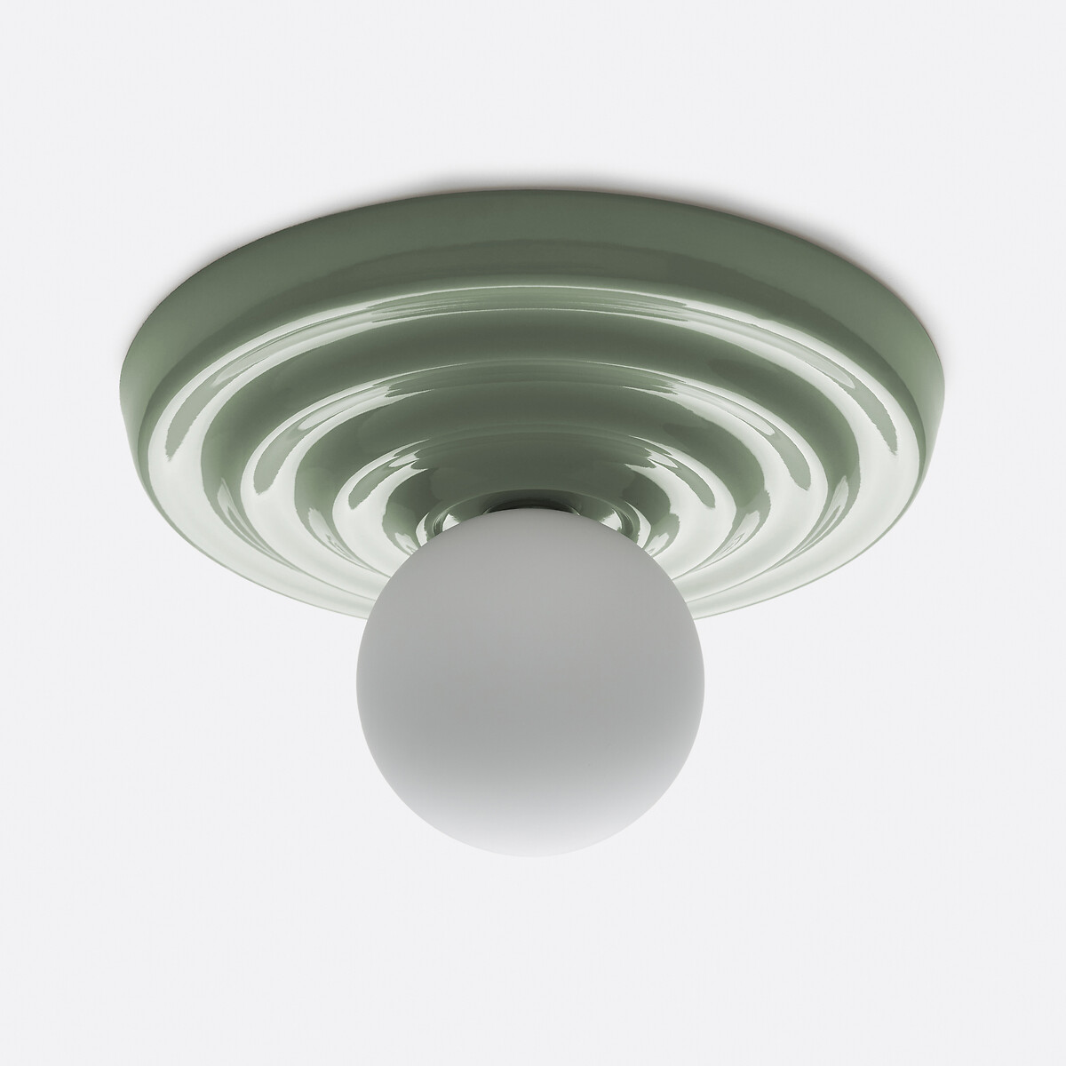 Candeeiro de parede ou de teto, cerâmica e vidro opalino, diâmetro 24,5 cm, HOLI verde-água, LA REDOUTE INTERIEURS