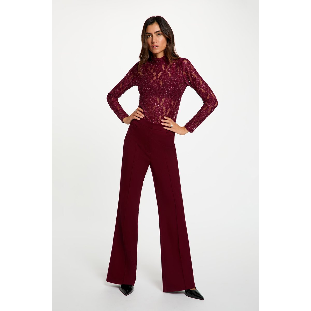 Pantalon bootcut bordeaux, MORGAN
