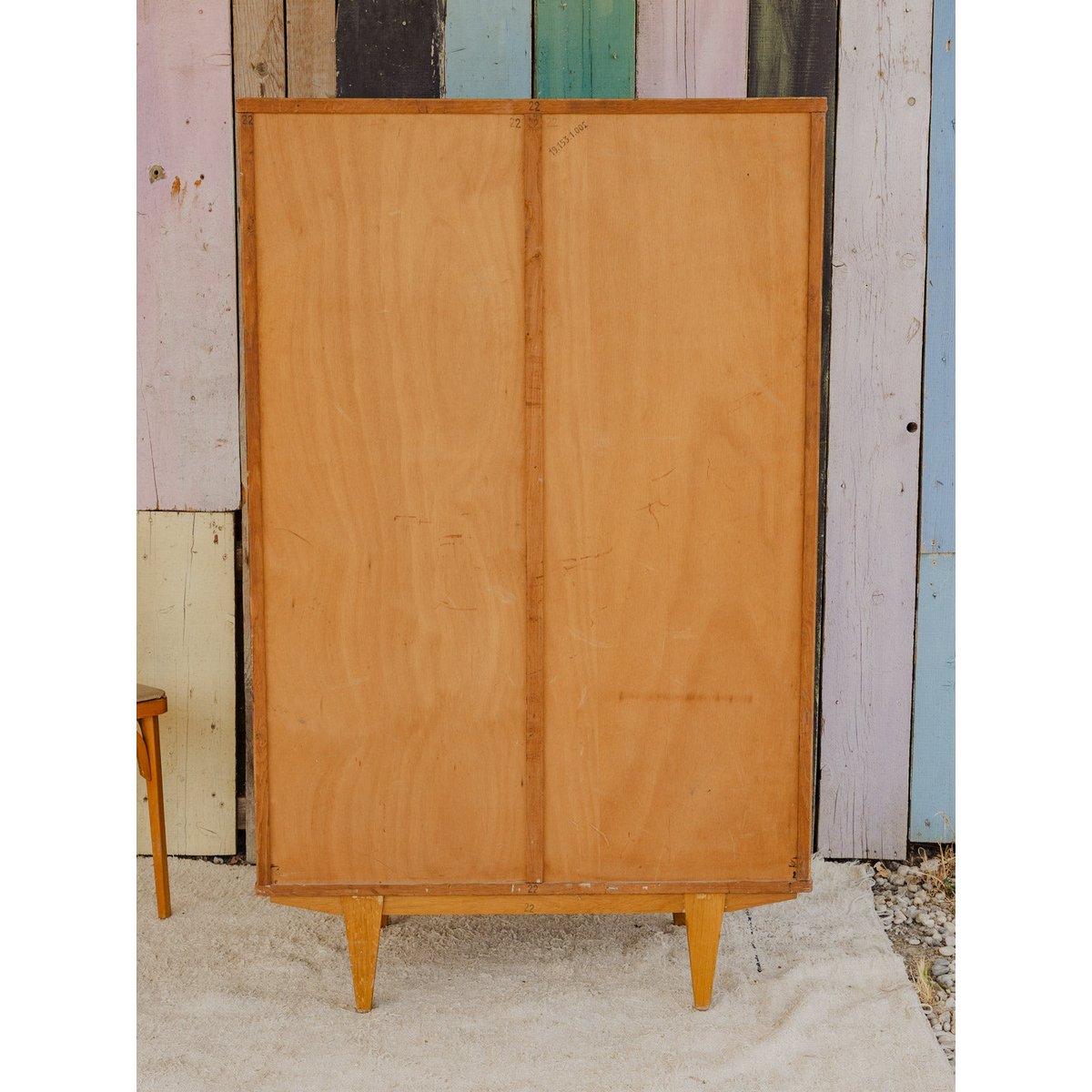 Armoire en bois et rotin Magda N°716 - Bon état bois clair, DEBONGOUT