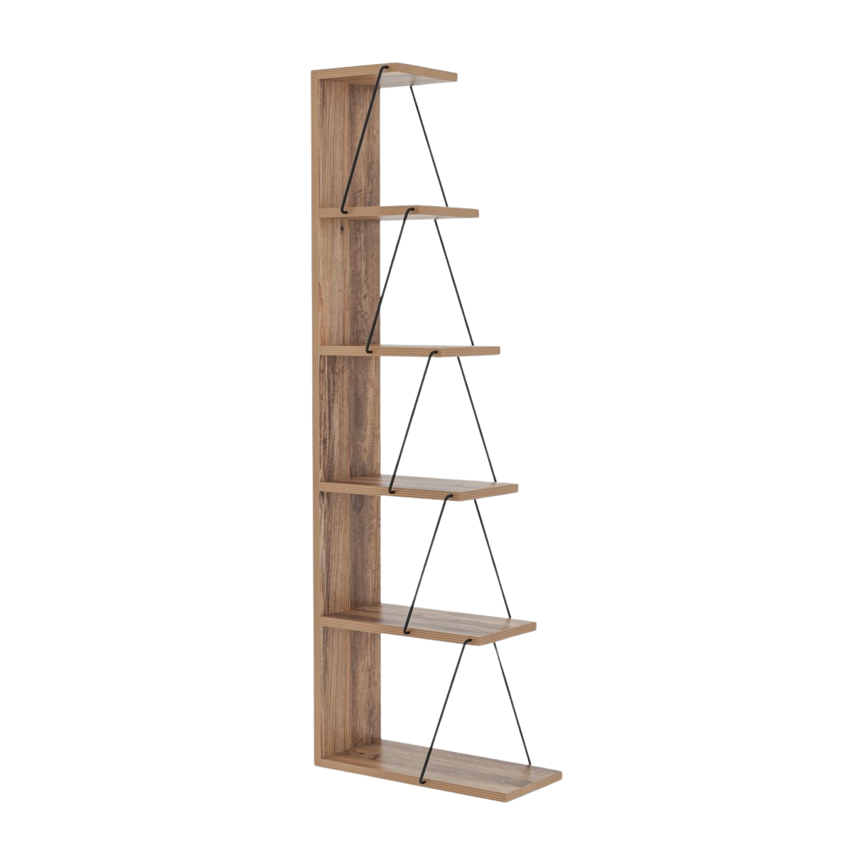 Etagère d'angle 6 tablettes décor pin et noir H150 cm - TLOS bois foncé, CALICOSY