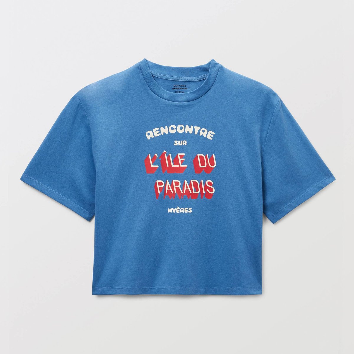 T-shirt manches courtes imprimé en coton BIO riviera, MONOPRIX