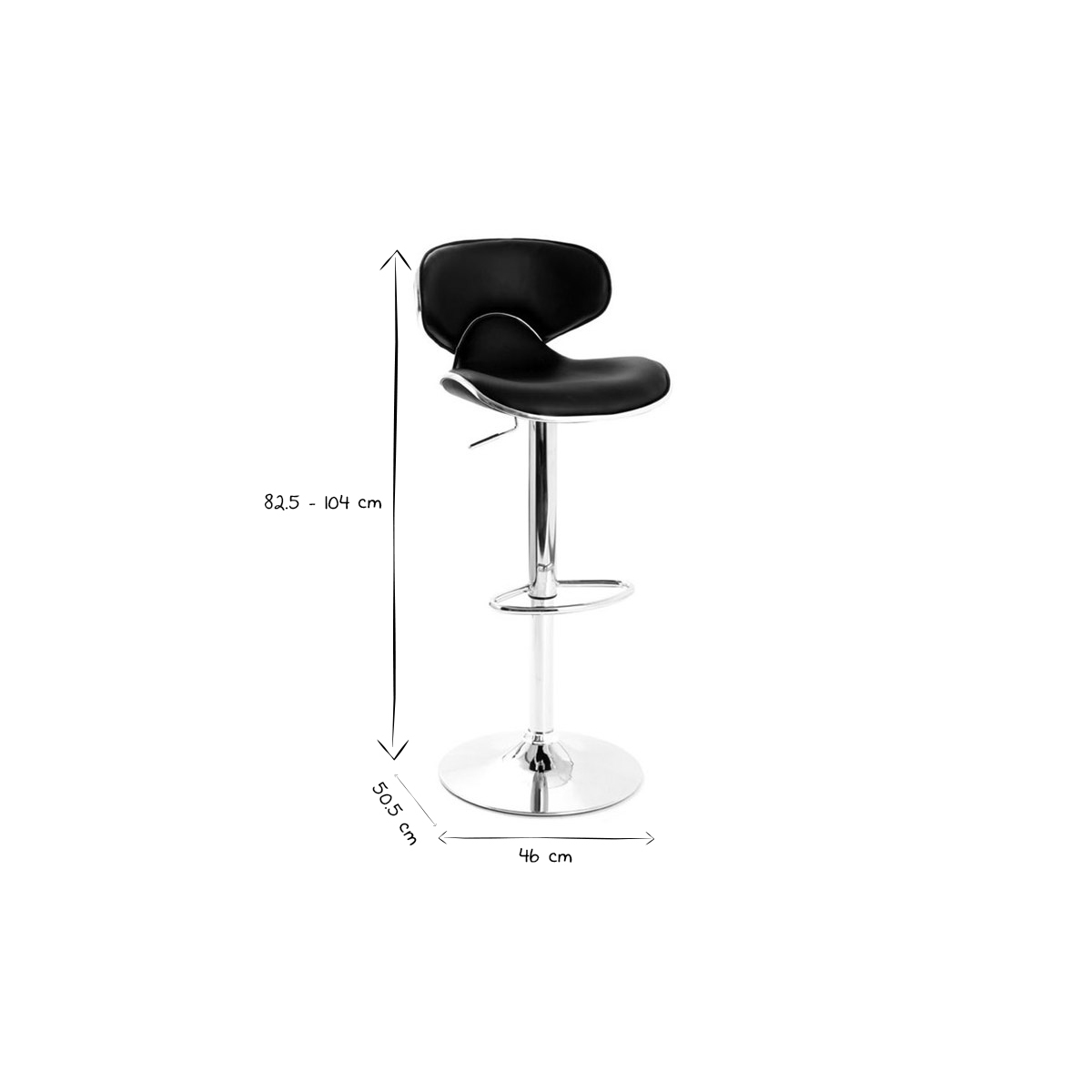 Tabourets de bar design noirs (lot de 2) PEGASE noir, MILIBOO