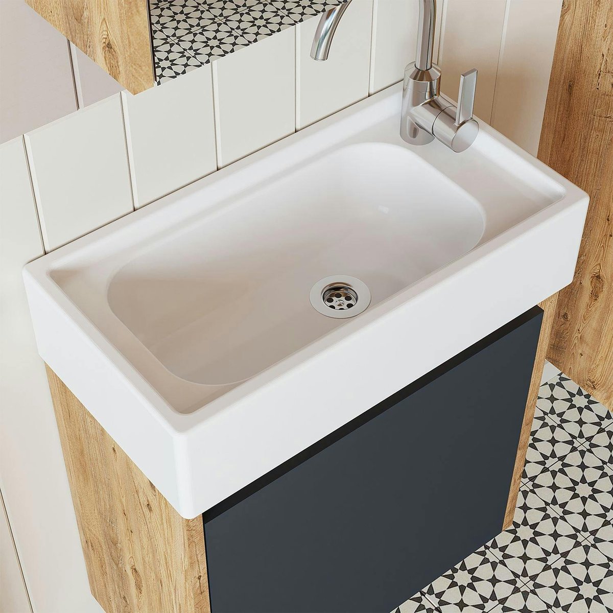 Lave-mains suspendu avec vasque LUA anthracite, PIER IMPORT