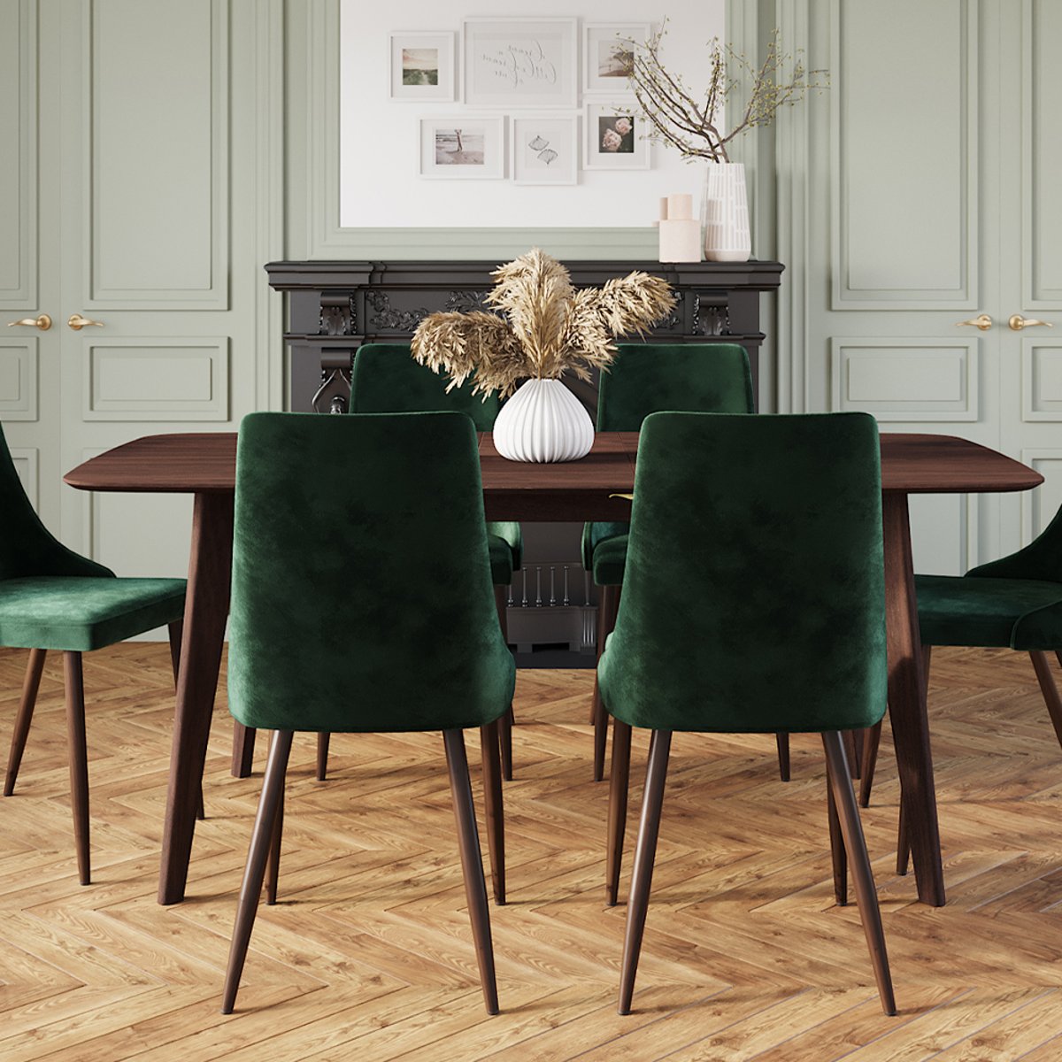 Table rectangulaire 4/6 personnes extensible en bois 150/180 cm - OMAN bois foncé, MAISON PAVANE