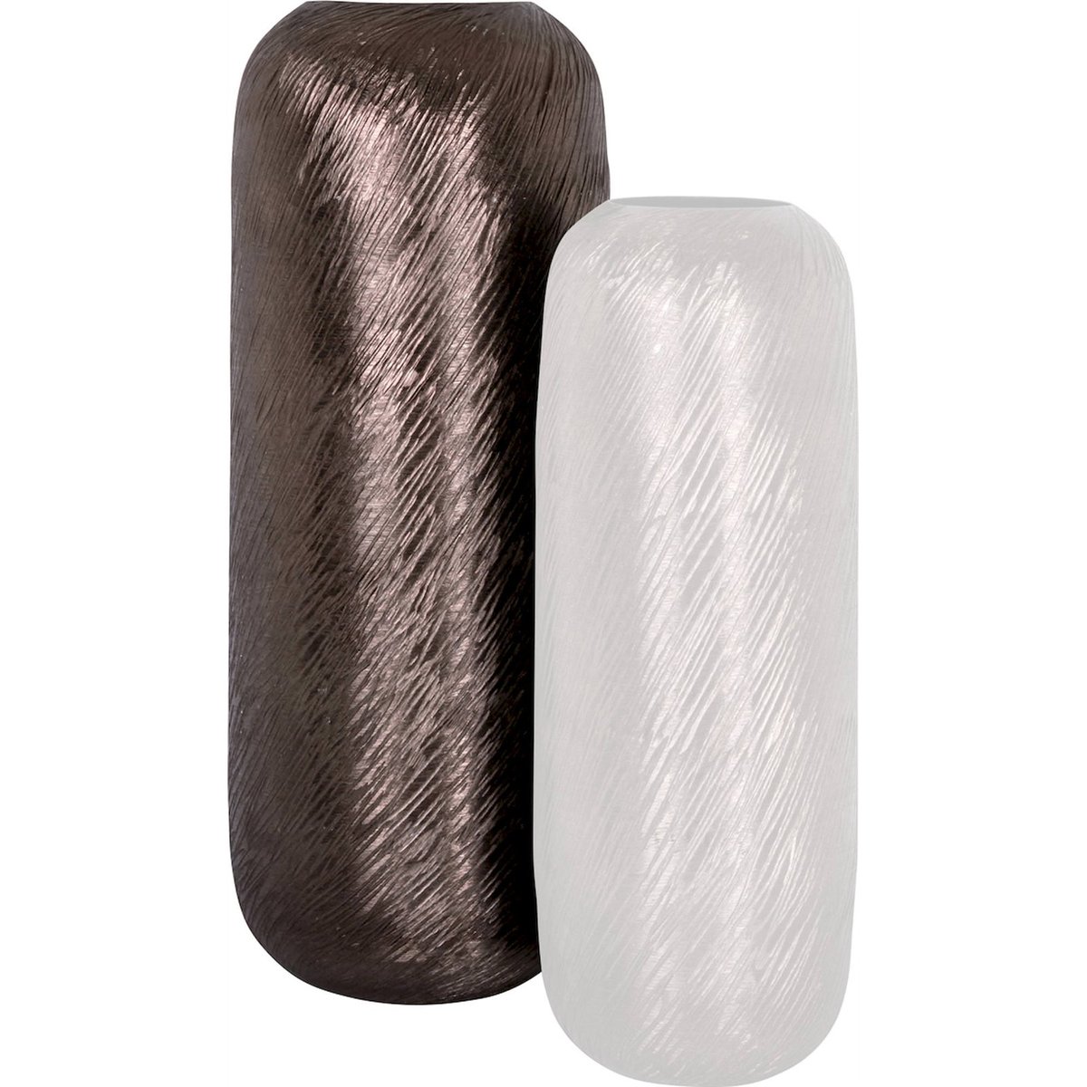 Vase haut rond en aluminium style moderne fumé métallisé gris foncé, RECOLLECTION