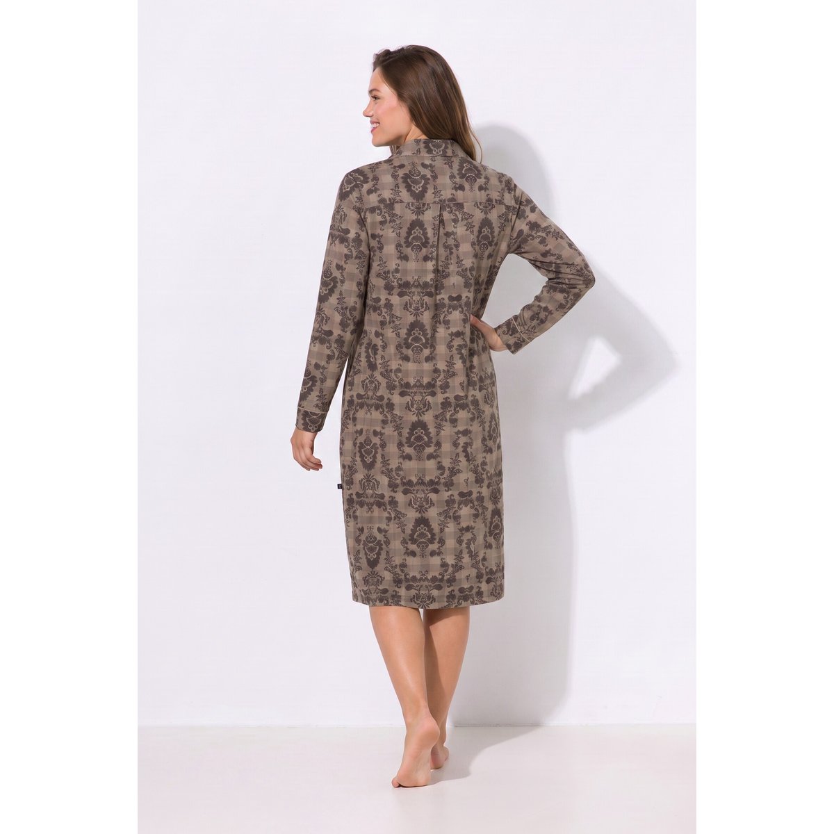 Chemise de nuit, carreaux / motifs marron pin, ULLA POPKEN