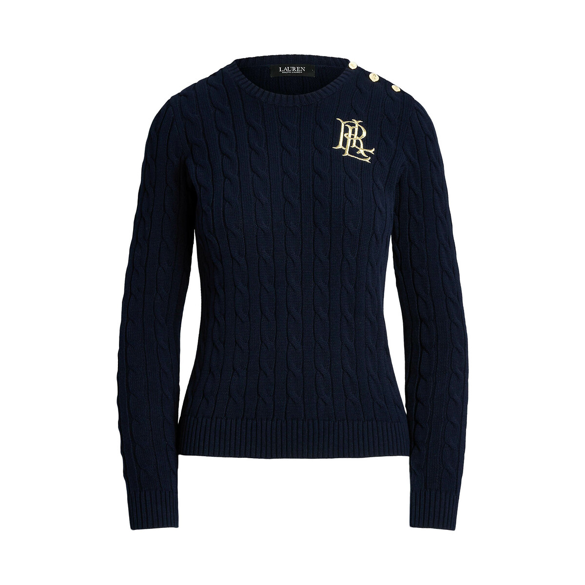 Pull col rond maille torsadée MONTIVA bleu marine, LAUREN RALPH LAUREN
