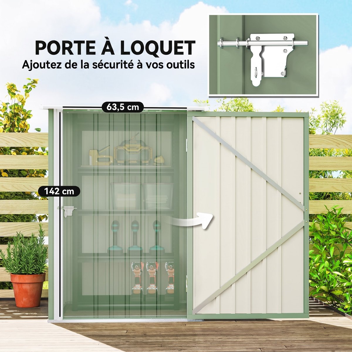 Abri de jardin Acier Vert vert clair, OUTSUNNY
