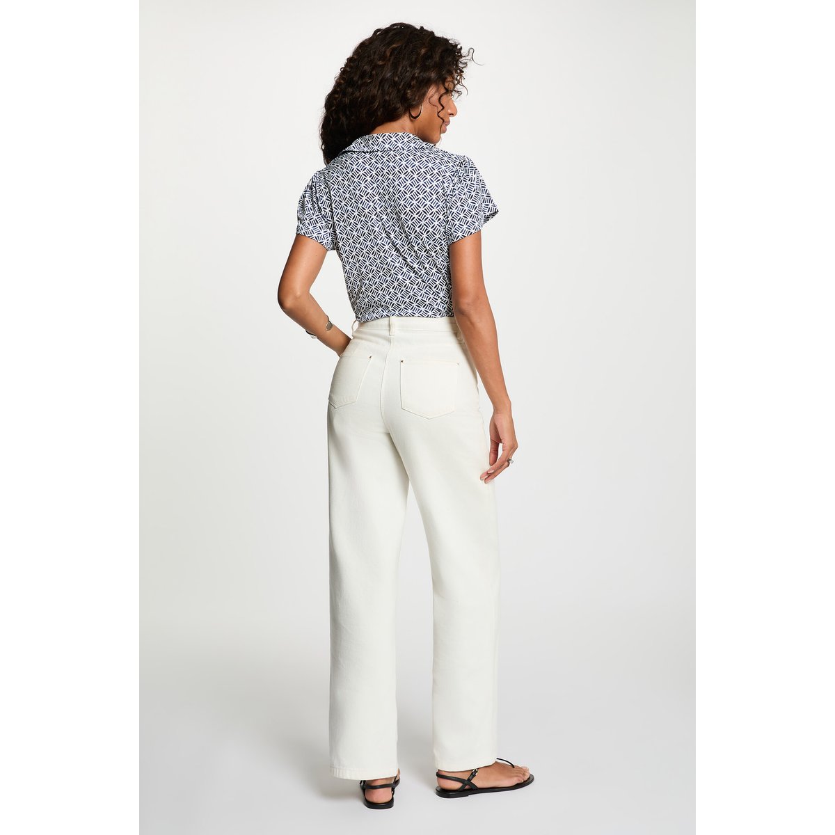 Chemise nouée col à revers blanc, MORGAN