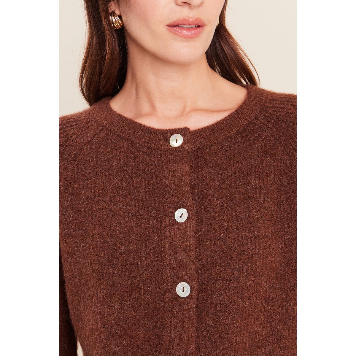 Gilet col rond marron foncé, BREAL