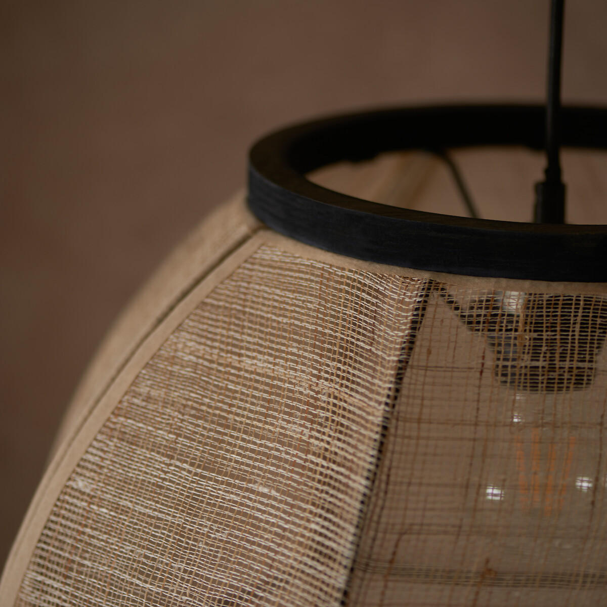 Zane Natural Linen Round Pendant Light black, ÉDITÉ