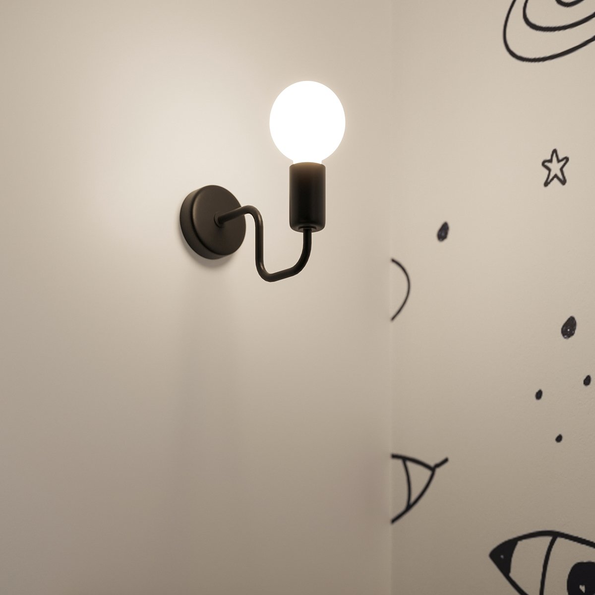 Applique Acier Noir E27 1 Vector noir, EDEN