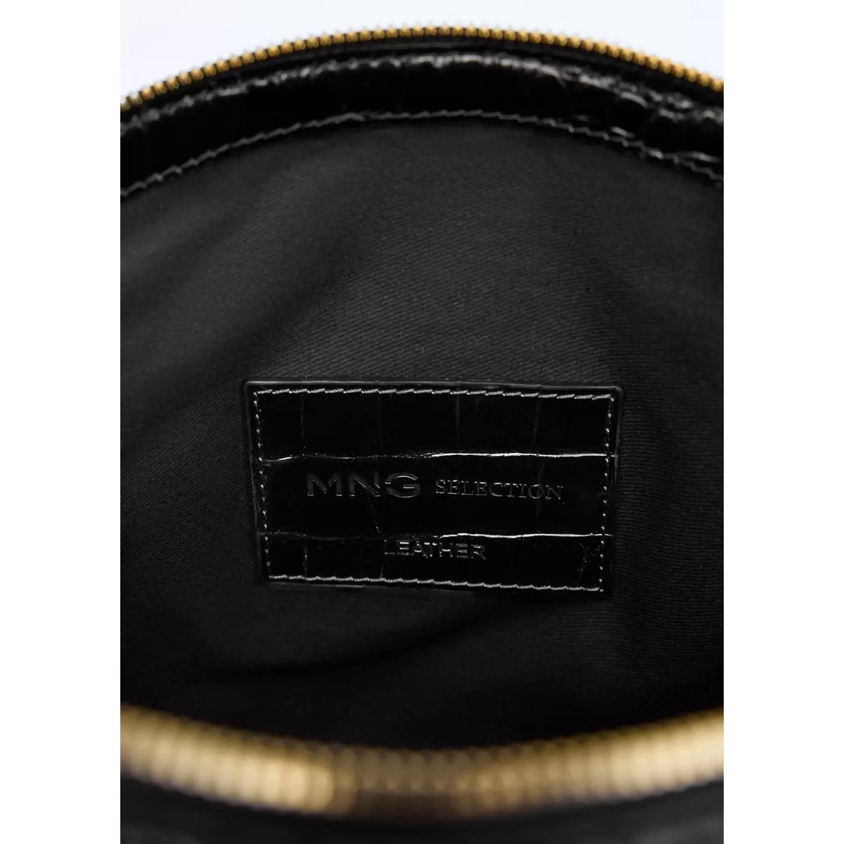 Pochette en cuir effet croco noir, MANGO