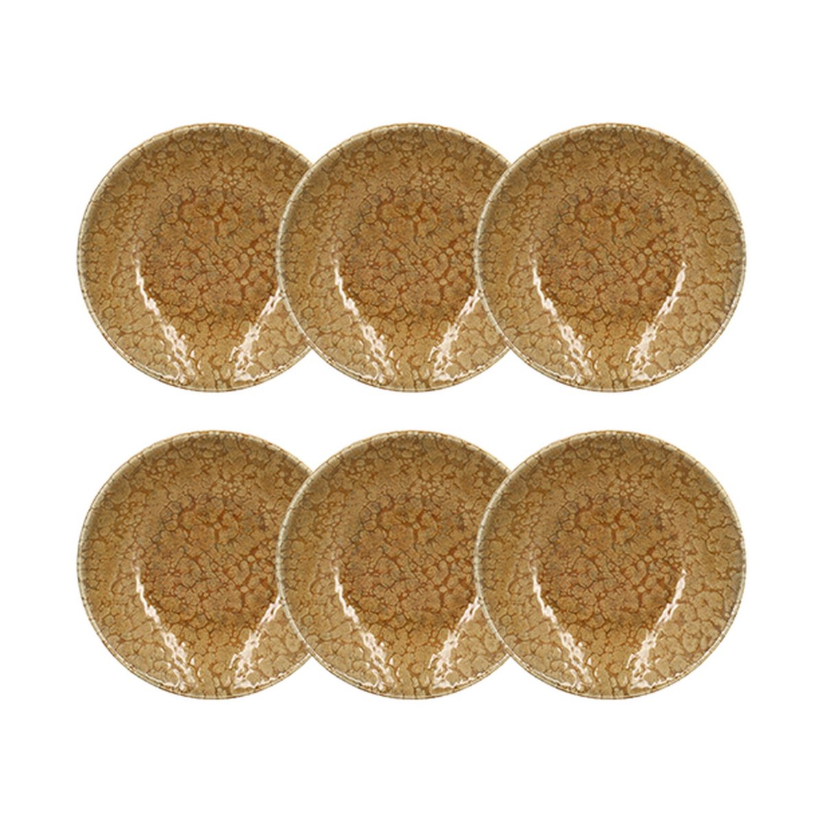 Lot de 6 assiettes creuses 20,5cm en grès, NATURA jaune, NOVASTYL