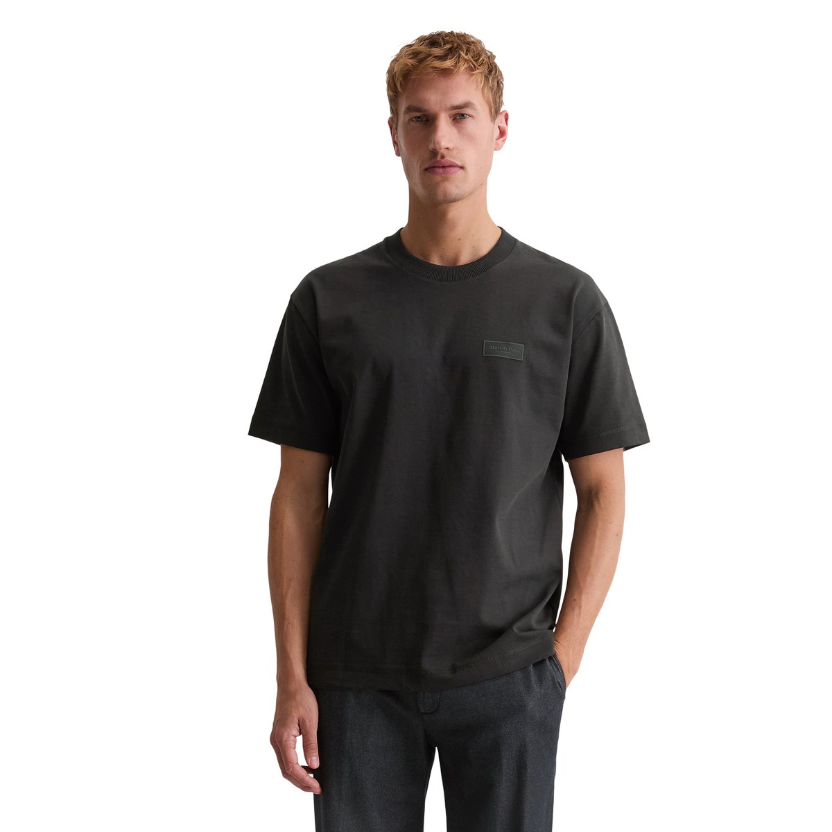 T-shirt ample en jersey de coton bio épais noir, MARC O'POLO