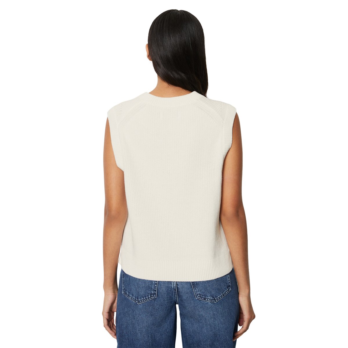 Pull sans manches Regular Fit en pur coton biologique blanc, MARC O’POLO DENIM