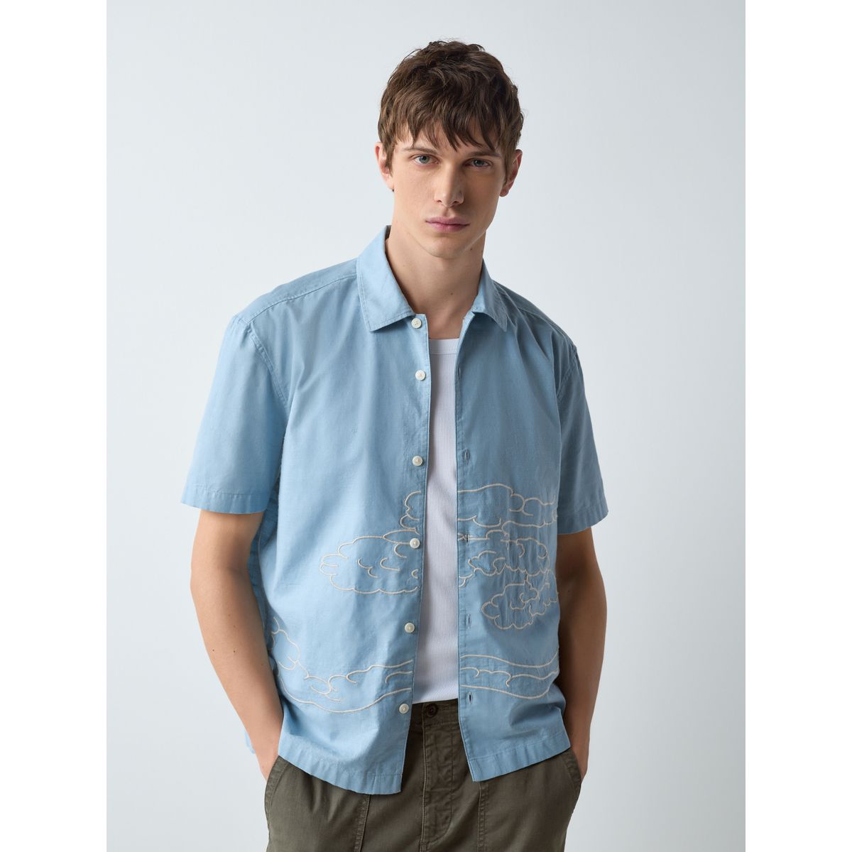 Chemise à manches courtes et motif hokusai bleu, NEXT