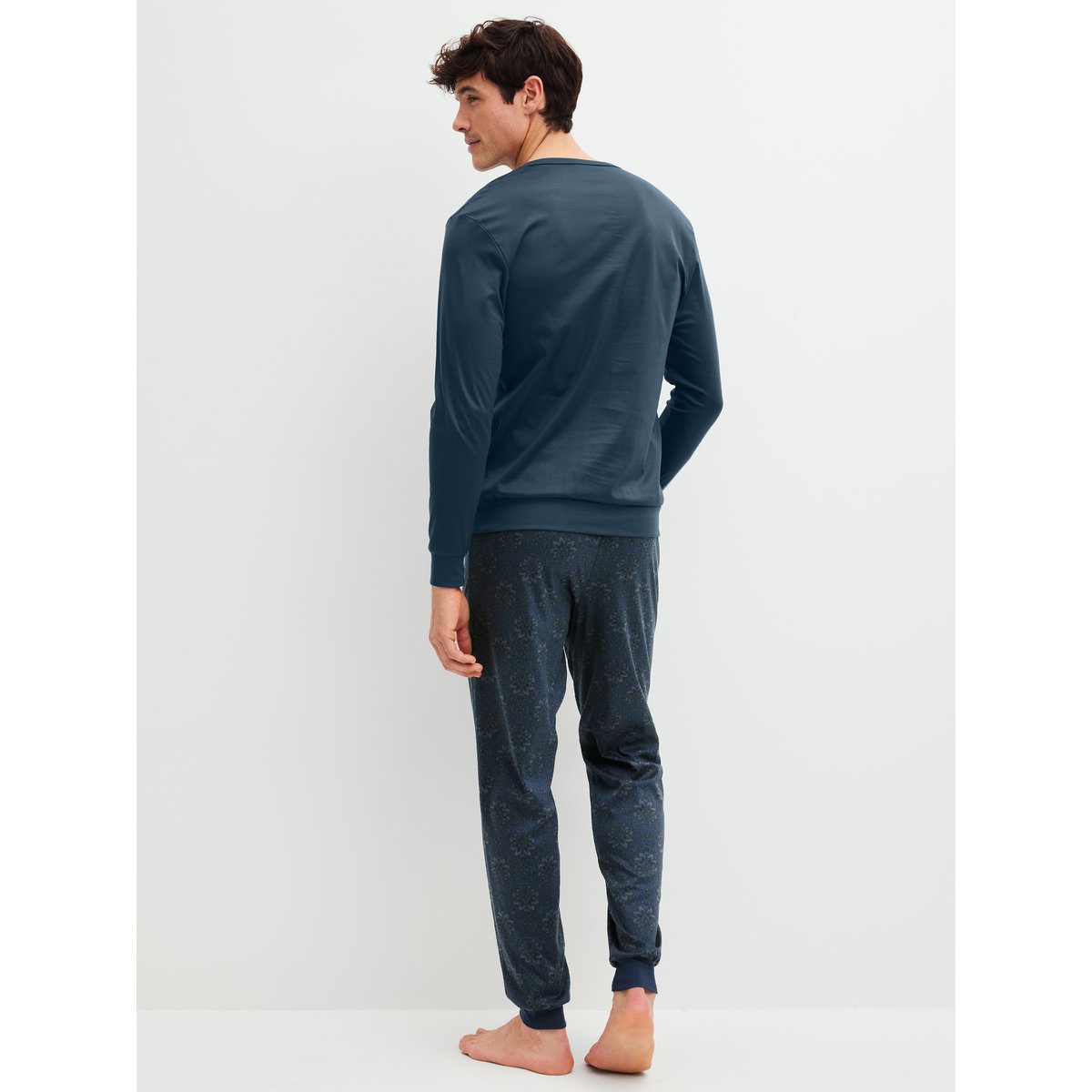 Pyjama avec bords élastiques manches longues Coton RELAX SELECTED dark teal, CALIDA