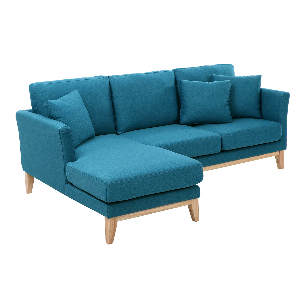 Canapé d'angle gauche scandinave déhoussable 3-4 places OSLO bleu canard, MILIBOO