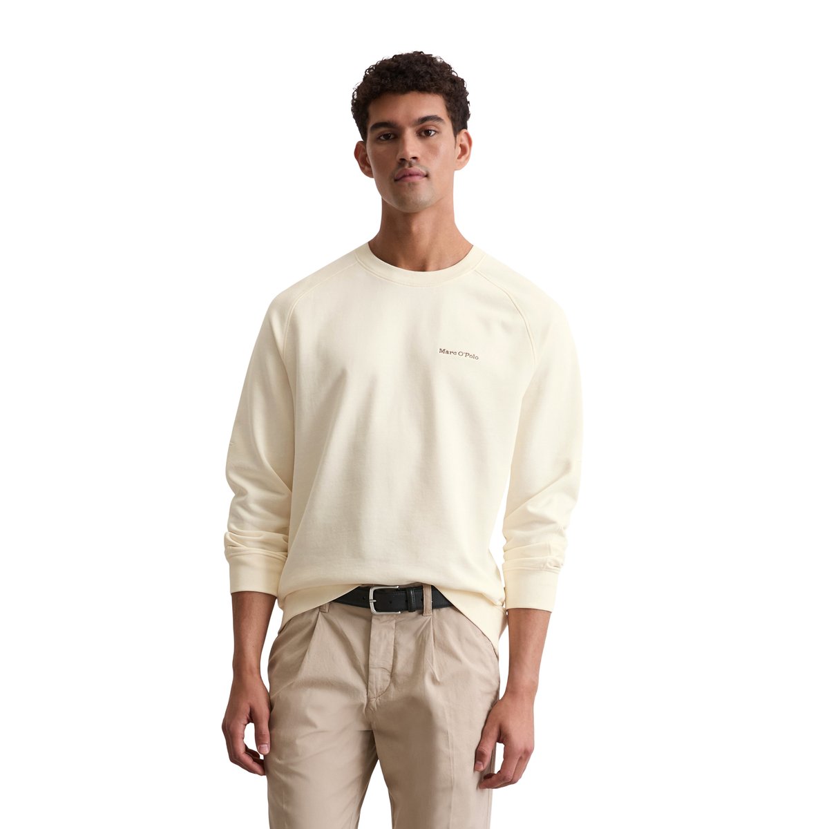 Sweat-shirt régulier en coton recyclé blanc, MARC O'POLO