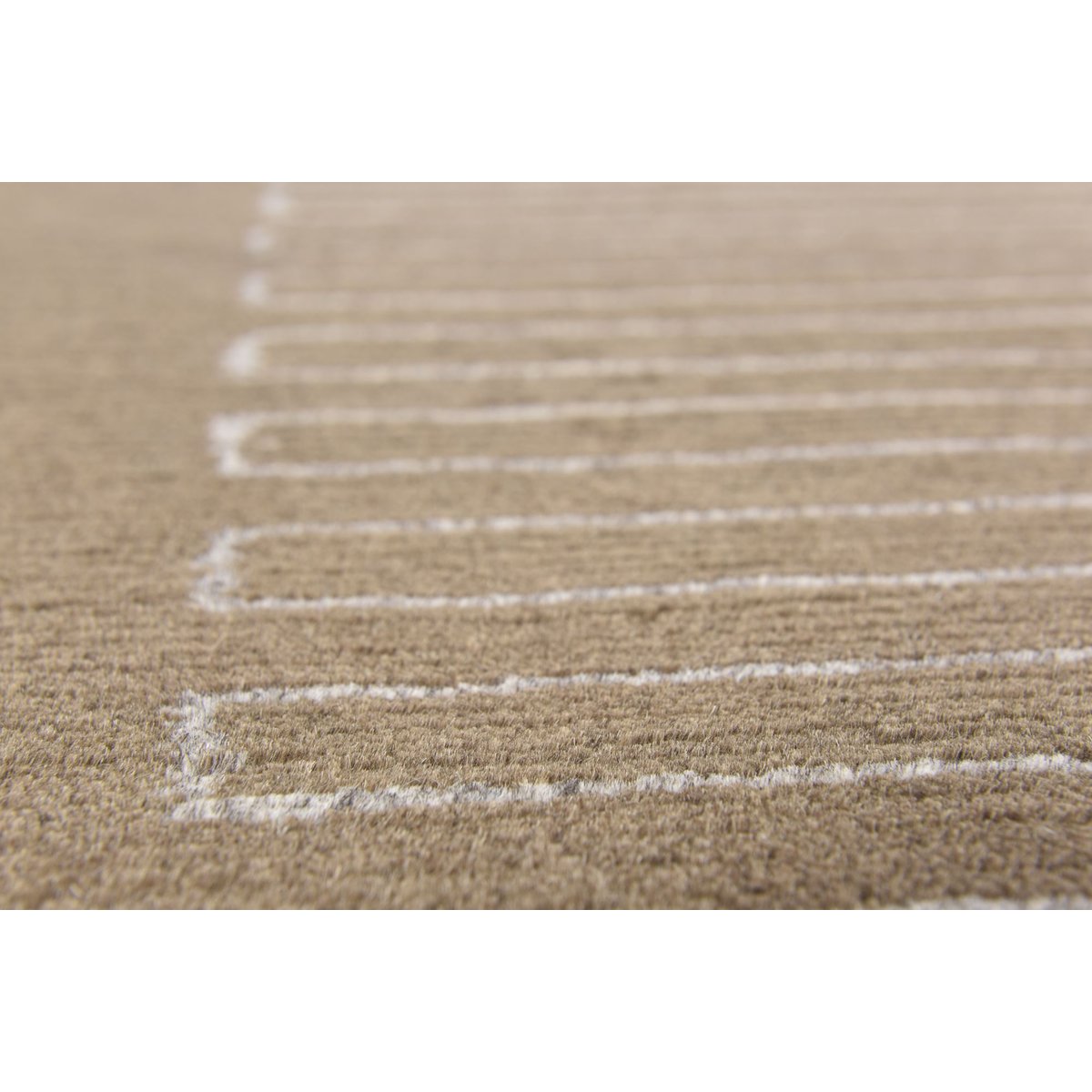 Tapis salon Tibet Loft noué main laine soie marron, THEKO