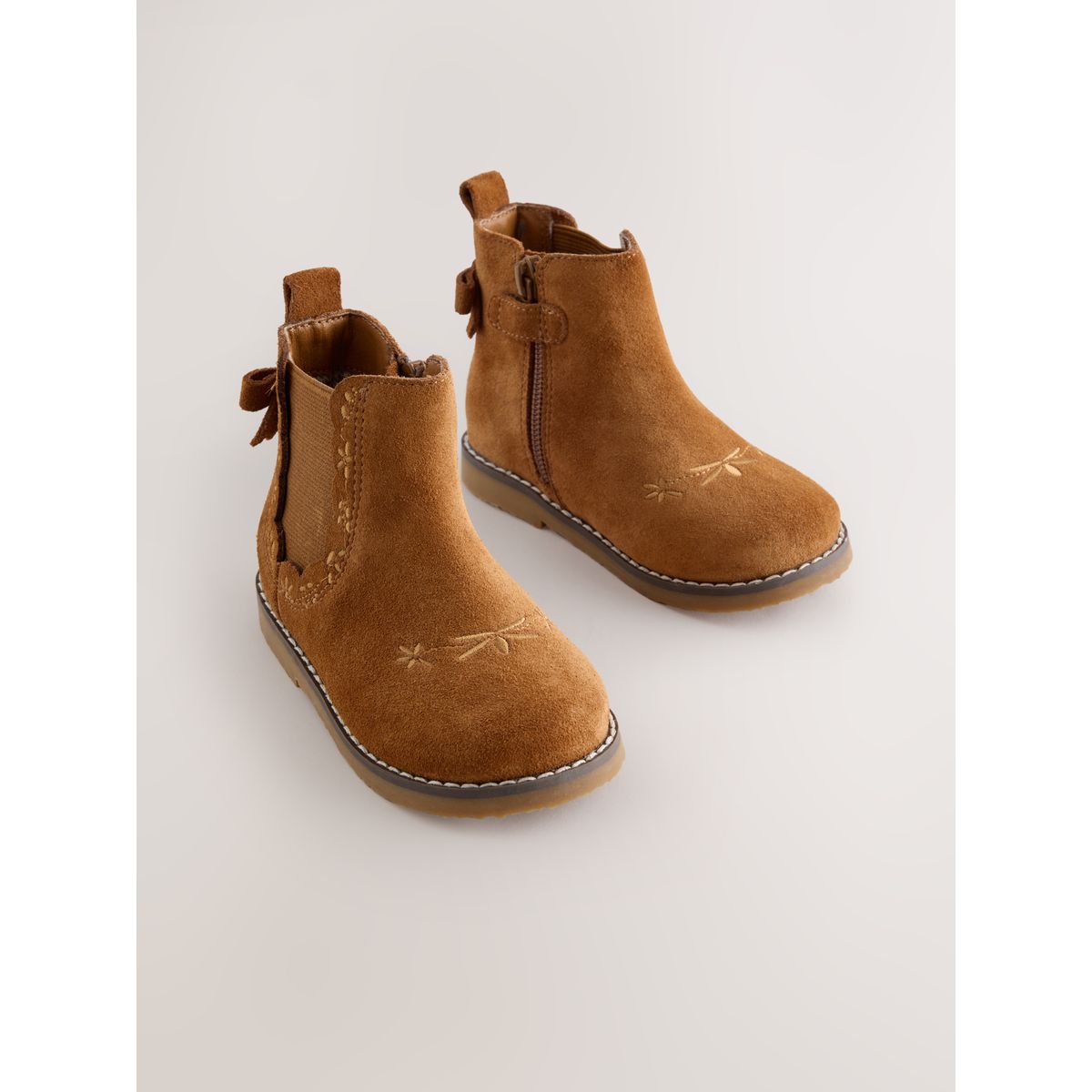 Bottines chelsea à nœud tan brown suede, NEXT