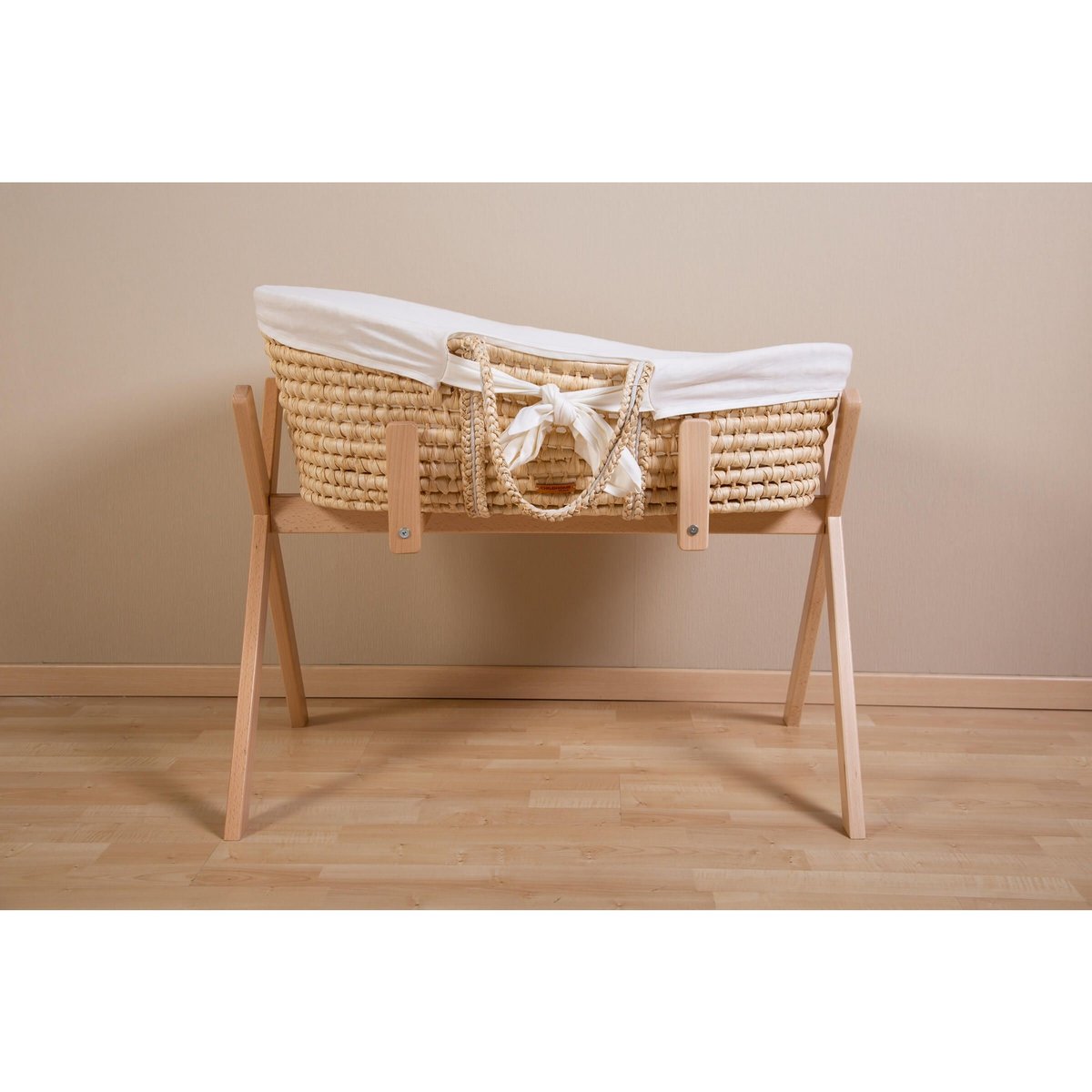 Panier moise soft natural avec matelas habillage ecru, CHILDHOME