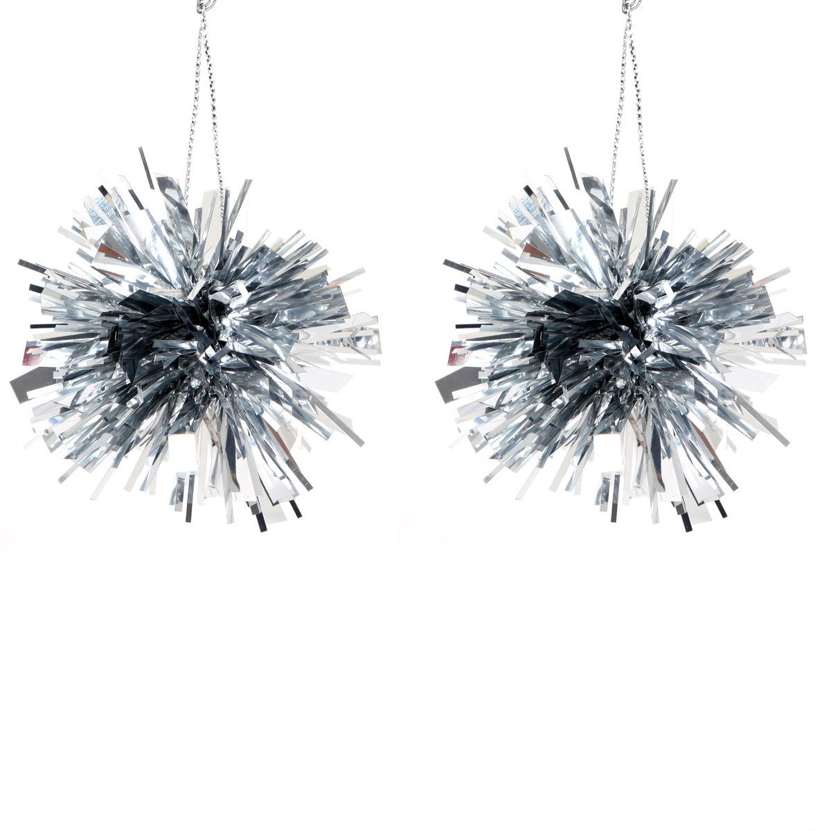 Set de 2 pompons de noel argent, EDEN